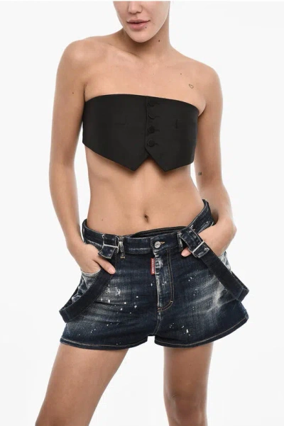Dsquared2 Solid Color Bra Top With Buttons