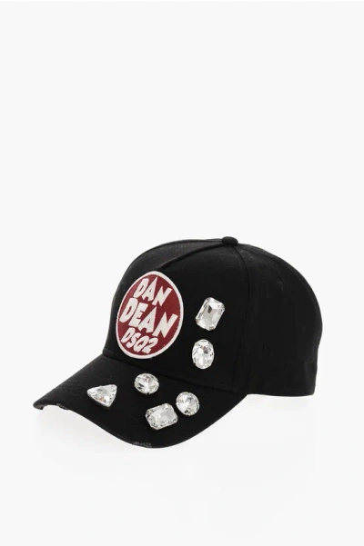 Dsquared2 Solid Color Cap Embellished With Jewels