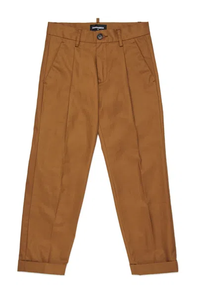Dsquared2 Kids' Solid Color Chino Pants In Brown