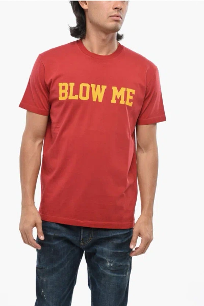 Dsquared2 Solid Color Cool Fit Crew-neck T-shirt With Blow Me Print In Red
