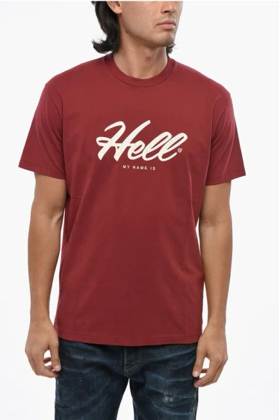Dsquared2 Solid Color Cool Fit Crew-neck T-shirt With Contrasting Prin In Brown