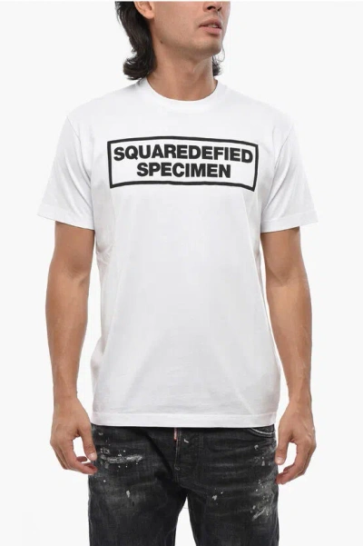 Dsquared2 Solid Color Cool Fit Crew-neck T-shirt With Contrasting Prin In White