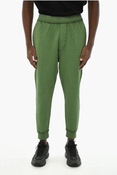 Dsquared2 Solid Color Cotton Joggers In Green