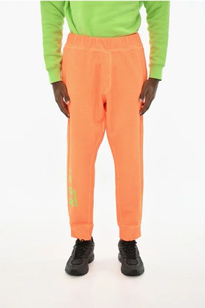Dsquared2 Solid Color Cotton Joggers In Orange