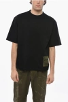 Dsquared2 Solid Color Crew-neck T-shirt With Logoed Patch In Black
