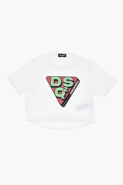 Dsquared2 Solid Color Crew-neck T-shirt With Printed Logo