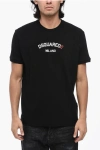 Dsquared2 Men Black Crew-neck T-shirt With Logo On The Front In Cotton Man