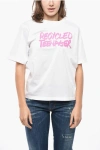 Dsquared2 Solid Color Easy Fit Crew-neck T-shirt With Contrasting Prin In White