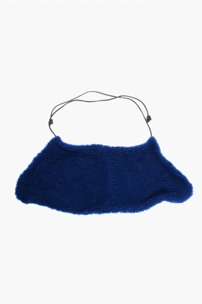 Dsquared2 Solid-color Eco-fur Scarf In Blue