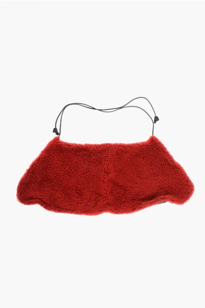 Dsquared2 Solid-color Eco-fur Scarf In Red