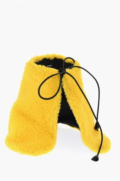 Dsquared2 Solid-color Eco Fur Scarf In Yellow