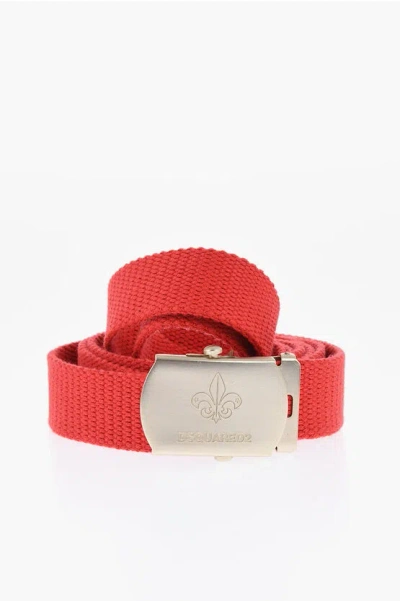 Dsquared2 Solid Color Fabric Belt With Military Buckle 30mm