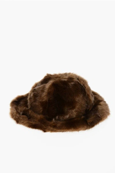 Dsquared2 Solid Color Faux Fur Bucket Hat