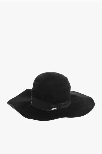Dsquared2 Solid Color Felt Floppy Hat With Silver-tone Logo