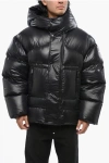 Dsquared2 Solid Color Hooded Down Jacket In Blue