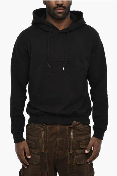 Dsquared2 Solid Color Hoodie With Embossed Logo In Black