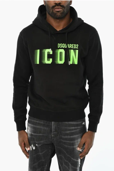 Dsquared2 Solid Color Icon Blur Cool Hoodie With Contrasting Logo In Black