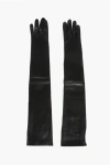 Dsquared2 Solid Color Leather And Tulle Opera Gloves