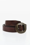 Dsquared2 Solid Color Leather Belt 30mm In Brown