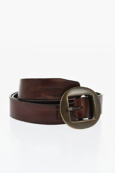 Dsquared2 Solid Color Leather Belt 30mm