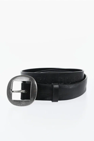 Dsquared2 Solid Color Leather Belt 30mm In Black