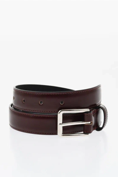 Dsquared2 Solid Color Leather Belt With Silver-tone Buckle 25mm