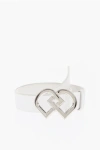 Dsquared2 Solid Color Leather Belt With Silver-tone Dd Buckle 35mm
