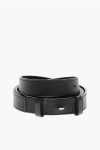Dsquared2 Solid Color Leather Belt Without Buckle 25mm In Black