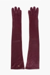 Dsquared2 Solid Color Leather Opera Gloves With Golden Detail