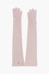 Dsquared2 Solid Color Leather Opera Gloves With Golden Detail