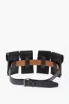 Dsquared2 Solid Color Leather Utility Belt With Removable Pockets 40mm