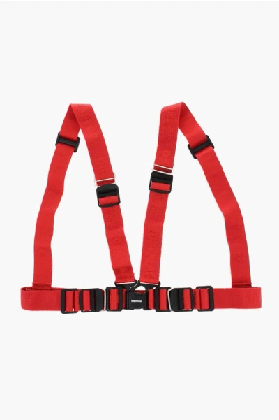 Dsquared2 Solid-color Logo-print Fabric Harness In Red