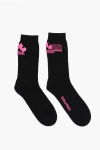 Dsquared2 Solid Color Long Socks With Contrasting Embroidery