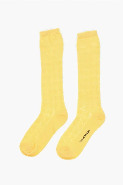 Dsquared2 Solid Color Long Socks With Perforated Details Grösse 44-45
