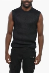 Dsquared2 Solid Color Mohair Blend Fuzzy Vest In Black