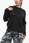 Dsquared2 Solid Color Mohair Crew-neck Sweater In Black