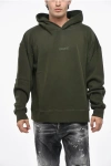 Dsquared2 Solid Color Nyc Fit Hoodie With Embossed Logo In Green