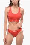 Dsquared2 Solid Color Nylon Stretch Sport Top In Red