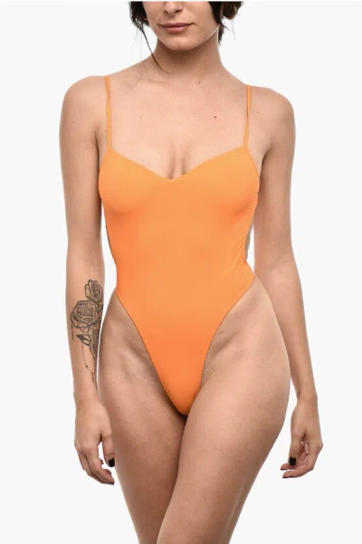 Dsquared2 Solid-color One-piece Swimsuit With Back Cut-out In Orange