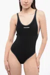 Dsquared2 Solid Color One-piece Swimsuit With Contrasting Stitching In Black
