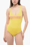 Dsquared2 Solid Color One Piece Swimsuit With Printed Logo In Yellow