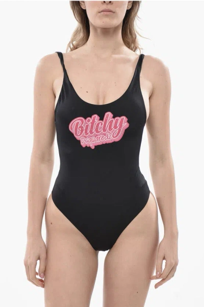 Dsquared2 Solid-color One-piece Swimsuit With Rhinestone-embellished P