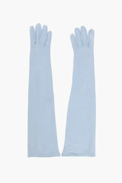 Dsquared2 Solid-color Opera Leather Gloves In Blue