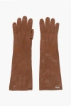 Dsquared2 Solid-color Opera Leather Gloves In Brown