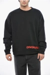 Dsquared2 Solid Color Relax Fit Crew-neck Sweatshirt With Printed Logo In Black