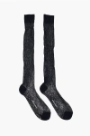 Dsquared2 Solid Color Ribbed Long Socks In Gray