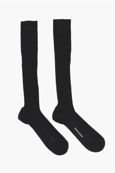 Dsquared2 Solid Color Ribbed Long Socks