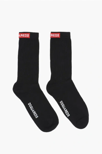 Dsquared2 Solid Color Ribbed Long Socks