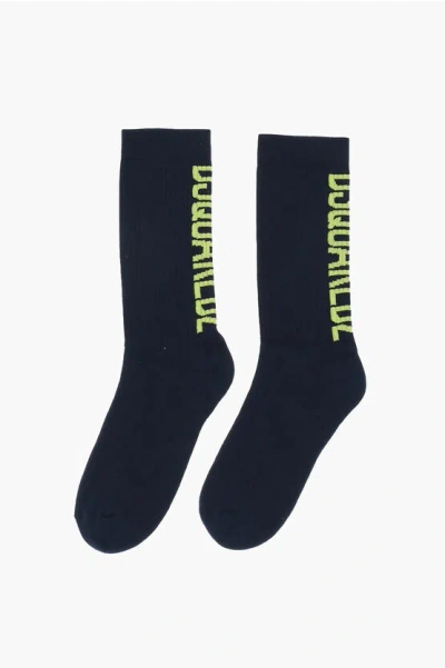 Dsquared2 Solid Color Ribbed Socks With Contrasting Logo Grösse 44-45