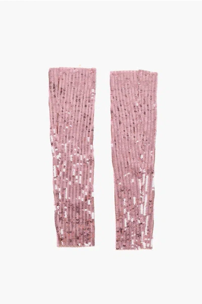 Dsquared2 Solid-color Sequin Arm Warmers In Pink